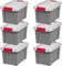 IRIS USA 5 Gallon Lockable Storage Totes with Lids, 6 Pack - Gray, Heavy-Duty Durable Stackable Containers, Large Garage Organizing Bins Moving Tubs